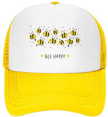 VunKo Mesh Dad Hat Verstellbare Washed Cute Honey Bees Kawaii Baseball Dad Cap Lustige Ball Trucker Cap für Damen Herren, gelb, Einheitsgröße