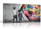 HOLEILUCK Banksy Graffiti-Kind Ungedeckte Gerechtigkeit, übergroßer Wand-Kunstdruck, Junge hinter dem Vorhang, Bilddekoration, 31,50 x 68,9 Zoll (80 x 175 cm), mit Rahmen