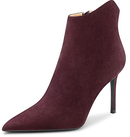 Saekcted Donna Spillo Alto High Tacco Heel a Punta Stivaletti Classico Slip-on Ufficio Feste Stivali 10 CM Heels Borgogna Rosso 42 EU