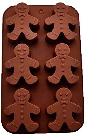 3D Moule à Chocolat de Noël en Silicone, Moule de Cuisson Antiadhésif au Chocolat Bonhommes en Pain D'épice Exquis pour Muffins, Gâteaux, Pudding, Glaçons et Gelée (1 pièces)