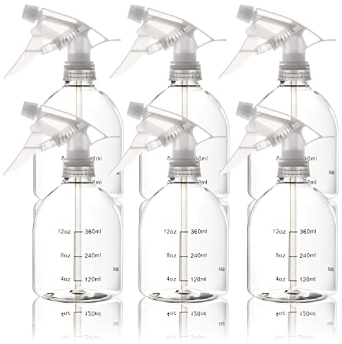 Youngever 6 Pack Empty Plastic Spray Bottles, Spray Bottles for Hair and Cleaning Solutions, 6 Pack 16 Ounce Bottles (White Sprayer)