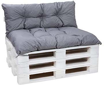Palettenkissen wasserdicht - palettenkissen Outdoor - palettenkissen Set (sitzkissen 120x60 + 120x40cm rückenlehne, Grau)