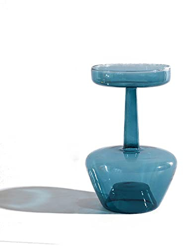 Vase nordique en verre pour la maison, petite plante hydroponique, bouteille en verre pour décoration de salon, vase à fleurs séchées transparent (B, bleu)