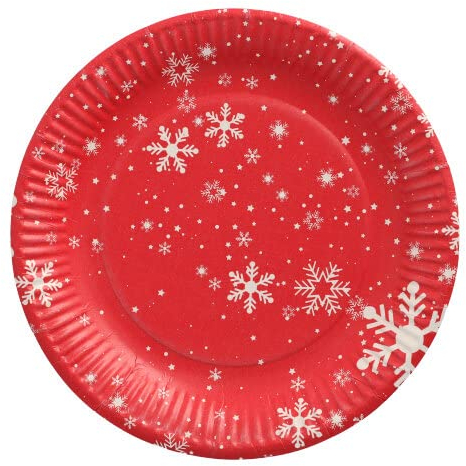 1100 Pappteller rund Ø 23 cm 'Winter Time' Weihnachtsteller Weihnachten rot Sterne