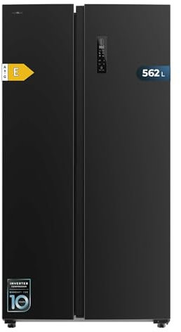 Cecotec Frigorífico americanos Bolero CoolMarket SBS 562 Dark E. Compresor Inverter Plus Frigorífico Americano Side By Side Inox Oscuro 177X91.2Cm, 562L, No Frost, Multiairflow, Clase E, Fast Cooling