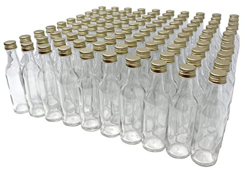 Aromhuset Lot de 100 bouteilles vides en verre de 50 ml avec bouchon à vis - Anti-fuite - Transparent - Bouteille à liqueur - Bouteille à épices - Bouteille décorative - À remplir