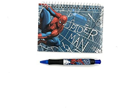 Disney Spiderman Spiralnotizbuch, Autogrammbuch, einziehbarer Stift, Blau