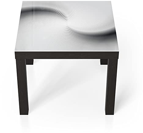 DEQORI Glastisch | schwarz klein 55x55 cm | Motiv Rundes Rillenmuster | ausgefallener Beistelltisch aus Glas | Hochglanz Couchtisch fürs Wohnzimmer | moderner Couch Tisch mit Design