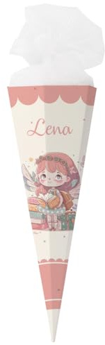 Striefchen® Schultüte für Mädchen mit Feen Motiv in Pastelfarben und Wunschname 80 cm