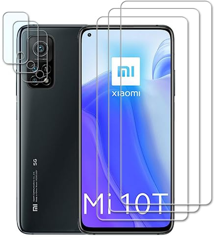 Tzstz 3+3 Stück Screen Protector, for Xiaomi Mi 10T 5G/ Mi 10T Pro 5G,9H Hardness, Anti Scratch, Xiaomi Mi 10T 5G/ Mi 10T Pro 5G Schutzfolie aus gehärtetem Glas