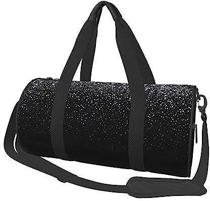 Glänzend Silber Glitzer Gedruckt Sport Duffel Bag Gym Tote Bag Weekender Reisetasche Sport Gym Bag Für Workout Übernachtung Reisegepäck Damen Herren, Schwarz, Einheitsgröße, Schwarz , Einheitsgröße