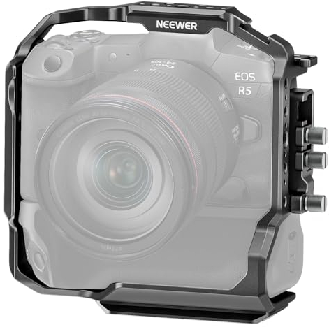 NEEWER Gabbia R5 R6 per Canon EOS R5 R5 C R6 R6 II e Battery Grip BG-R10, R5 Cage R6 Cage con Clamp Cavo HDMI, ARRI 3/8 Filettature 1/4, Compatibile con Canon DJI Gimbal Sistema QR Tipo Arca, CA033
