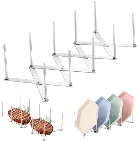 WUGU Support pour Couvercles en Acier Inoxydable, Support de Porte-casseroles Multifonction Réglable pour Ranger Casserole Couvercles Verre Egouttoir,Ustensile de Cuisine Poêles -1 Pièces