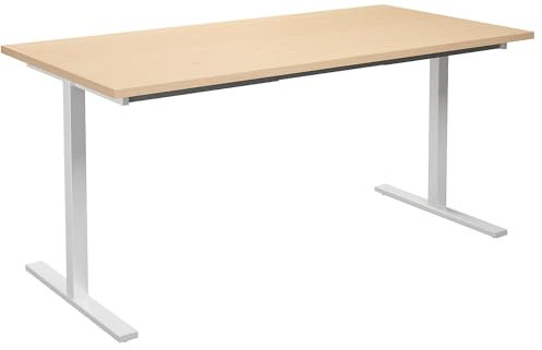 kaiserkraft | Mehrzwecktisch Duo-T | gerade Platte | HxT 740 x 800 mm | Breite 1600 mm | Birke | weiß