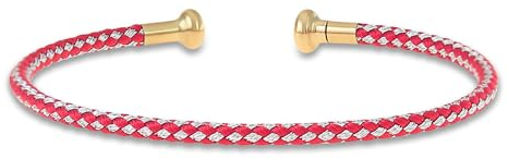 Made by Nami Surfer Armband Damen & Herren • Armreif Handgemacht aus Edelstahl geflochten • Maritimes Armband • Wasserfest & Verstellbar (Rot Gold)