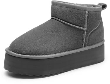 DREAM PAIRS FuzzyClassic Mini Stivale con Piattaforma Stivali da Neve Invernali Donna Stivali con Durevole Caldo Impermeabile Neve Stivale da Donna,Size 39,Grigio,SDSB2427W