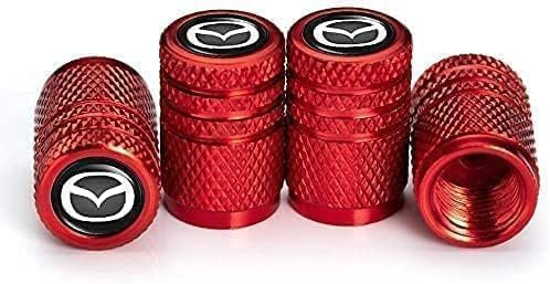 ZUOBYMBC 4 Stück Ventilkappen für Mazda 3 MX-5 CX-3 CX-5,Reifen Ventilkappen,Autoventil Kappe,Auto Zubehör,Luftventilkappen,Staubschutz Kappen,Ventilkappen mit Dichtung