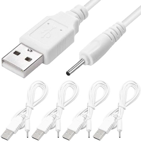 Xiatiaosann USB-auf-DC-2,0-mm-Ladekabel, USB-2.0-Stecker auf DC-2,0-mm-x-0,6-mm-Stecker-Ladeadapterkabel für Telefon, Bluetooth-Ohrhörer, Lautsprecher (4er-Pack)
