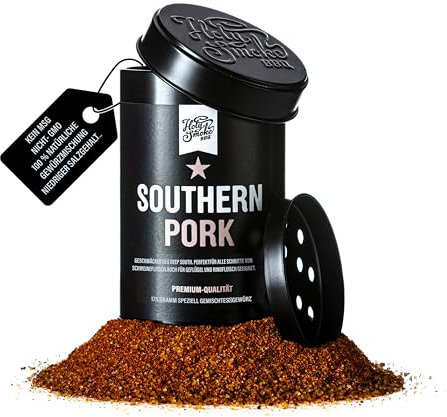 Southern Pork Rub Artigianale 100% Naturale Spezie BBQ per Pulled Pork Bistecca e Brisket Mix Spezie Premium senza MSG e con Basso Contenuto di Sale 175g