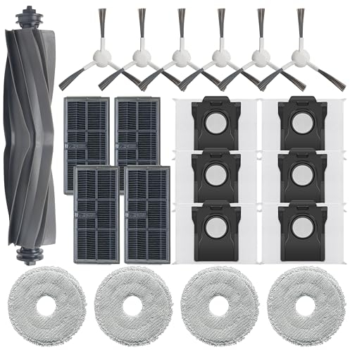 Bluearks Lot de 23 accessoires pour robot aspirateur Dreame L10s Ultra Gen 2/L10s Pro Ultra Heat/X30 Ultra/Mova E30 Ultra, composé de 1 brosse principale, 6 lingettes, 4 filtres HEPA, 6 brosses