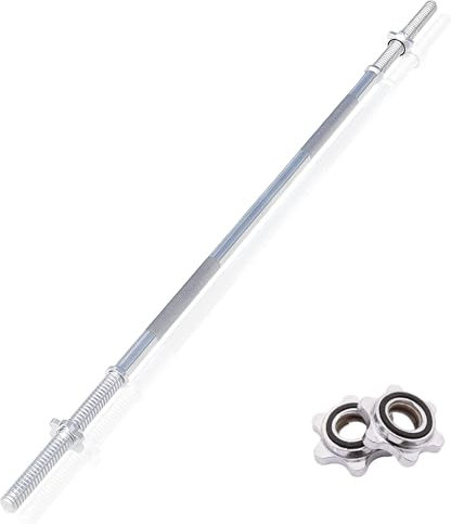 DONATIF Langhantelstange aus Stahl, 120 cm, mit Schraubverschluss, Langhantelstange 25 mm, verchromt, Fitnessgeräte für Zuhause, Fitness Home Gym