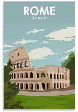 GJrjdb Vintage-Poster Travel Rome Italy, 40 x 60 cm