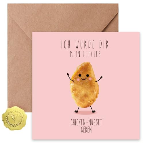 Sugeru Geburtstagskarte Lustig - Lustige Geburtstagskarte - Beste Freundin Geschenke Geburtstag - Geburtstagskarte Mann Lustig - Süße Geschenke(ICH WÜRDE DIR MEIN LETZTES CHICKEN NUGGET GEBEN)