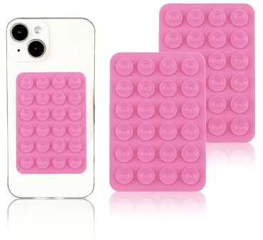 Vilbocr Silikon-Saugnapf-Handyhülle, freihändiges Fidget-Spielzeug, Spiegel, Dusch-Handyhalterung, Tiktok-Videos und Selfies (tiefes Pink), 2 Stück
