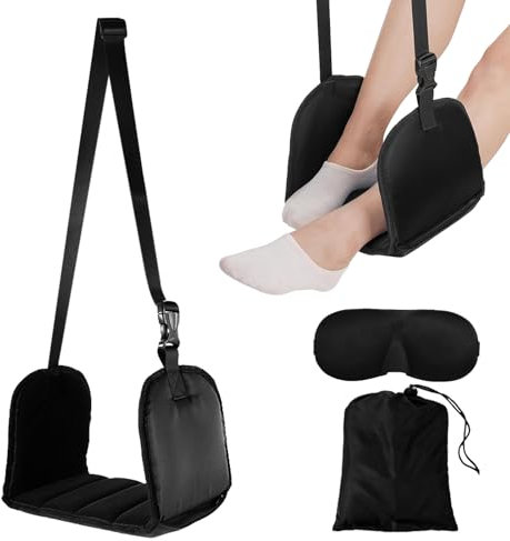 EACHPT Repose Pied Avion,Hamac Repose-Pieds Avion,Repose-Pieds pour Chaise Hamac,pour Avion et Bureau avec Carry-on Sac de Rangement,Repose-jambes portable réglable pour avion