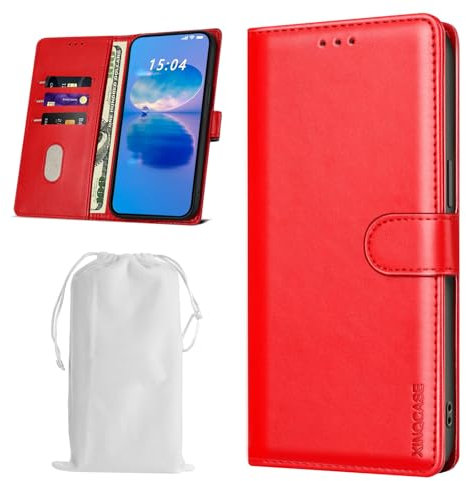 XINQCASE Cover per iPhone 11 Pro Max, Blocco RFID Cover a Libro Portafoglio in PU Pelle [Slot per Scheda], Flip Caso Custodia per iPhone 11 Pro Max, Rosso