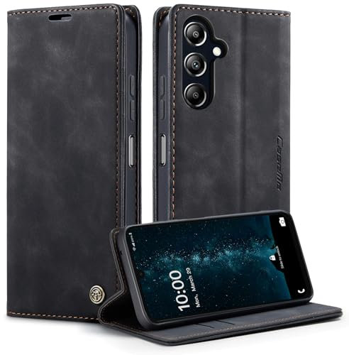 KZB Handyhülle für Samsung Galaxy A16 5G/4G Hülle Premium Leder Klappbar Tasche Flip Case Magnet Kartenfach Standfunktion Klapphülle Schutzhülle für Samsung Galaxy A16 5G/4G - Schwarz