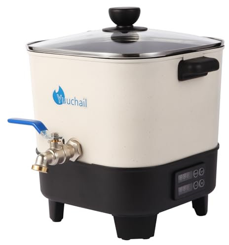 Yuuchail Wax Melter for Candle Making, 6.5L Large Wax Melting Pot with Digital Display & Non-Stick Tilted Bottom Easy Clean Up for Craft or Business