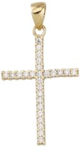 JC Trauringe Gold Anhänger Kreuz mit Zirkonia Steine klassische, schlichte religiöse Goldkreuze Goldanhänger Goldschmuck Unisex Schmuck Kettenanhänger in Echt 585 Gelbgold inkl. Schmucketui 8722