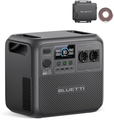 BLUETI Elite 200 V2 Station Électrique Portable avec Charger 1, 2073,6Wh Batterie LFP de Secours, Chargeur d'Alternateur 560W, Chargeur CC-CC Rapide, Charge Complète en 4,2 H via Voiture pour Camping