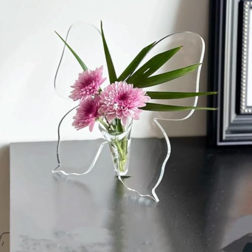 Transparente Acryl-Schmetterlings-Vase, Acryl-Buchvase, einzigartige dekorative Vasen, Acryl-Blumenvase, Buchvase für Blumen, für Zuhause, Schlafzimmer, O-ffice Dekor (1)