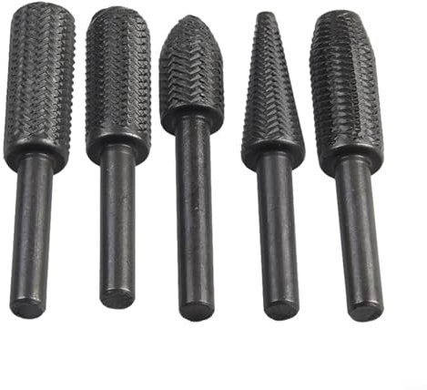 Juego de 5 limas giratorias para metal, madera y plástico con mango de acero de 6 mm