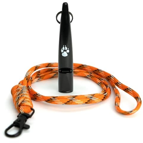 TDL Gun Dog Whistles for Recall Training with Tiger Lanyard - Dog Training Whistle with Loud Far-Reaching Sound for Long-Distance Commands & Recall Training for Most Breeds - Black
