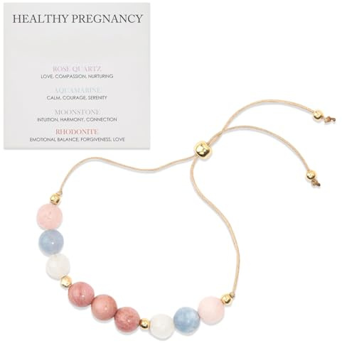 FEZTGVOFA Healthy Pregnancy Moonstone Bracelet, Adjustable Moonstone Rose Quartz Bracelet, Rainbow Moon Stone Bracelets, Mothers Day Jewellery,Be Hope Spiritual Bracelets Healing Crystal Gifts