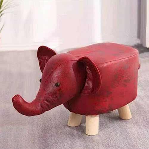 Culnflun Tierhocker, vielseitig einsetzbar, niedlich, dekorativ, Cartoon-Tierhocker, gepolsterte kleine Bank für Zuhause, Kindergarten, 4 Farben (Red)
