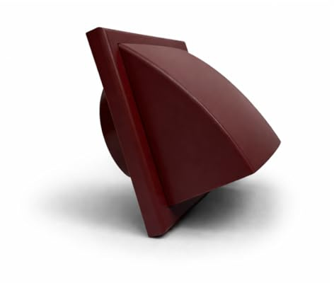 Fantronix 100 mm External Wall Vent Cover with Shutter, Cottage Red | 155 x 155 mm Faceplate With 4 Inch Rear Spigot For Bathroom, Kitchen And Tumble Dryer Ducting.