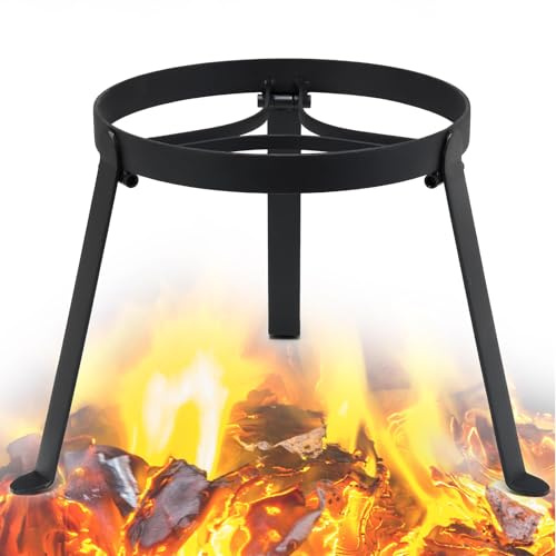 Pfannenknecht faltbar, Dutch Oven Untersetzer, Ø 25 cm, Höhe 24 cm | Klappbares Dreibein-Kochgestell aus Stahl für Töpfe und Pfannen über Lagerfeuer oder Feuerstelle, platzsparend verstaubar