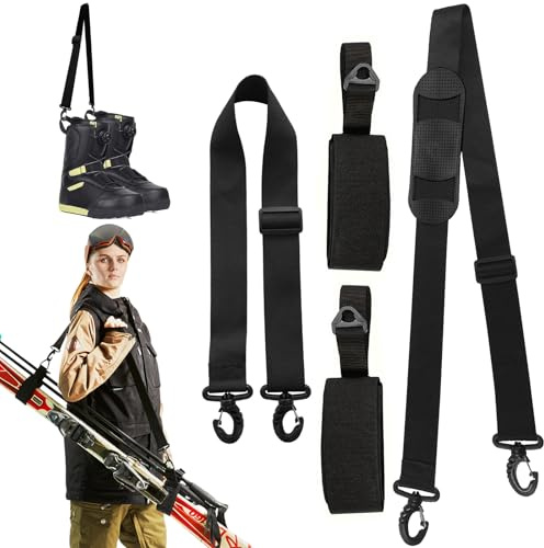 VAIAV Ski Tragegurt und Stöcke Tragegurt, Verstellbarer Skiband, Ski Strap, Skibänder, Skigurt zum Tragen von Skiern und Stöcken, Frauen und Kinder