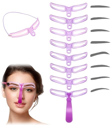 8 Styles Pouple Eyebrow Shaping Kit with Handle,Reusable Eyebrow Stencil Template for Beginners,DIY Brow Kit for Women,Eyebrow Shaper,Eye Brow Shaper Kit,Eyebrow Stencil Kit,Eyebrow Kits for Women