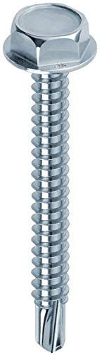 Mustad: 500 viti Drillex® Autoperforanti, Testa Esagonale con Collare, 4.8x16 mm, Zincate Bianche