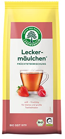 Lebensbaum Leckermäulchen Tee, Bio Früchtetee-Mischung, Kinder-Tee, Beeren-Tee mit süß-fruchtigem Geschmack von Hagebutte, Beeren & Orange, lose, 100g