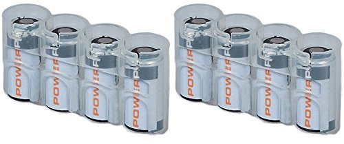 Powerpax CR123 Lot de 4 supports de piles pour 4 piles CR123 Transparent