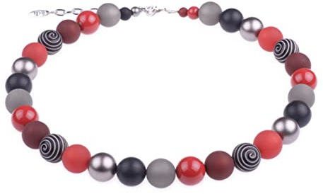 Adi-Modeschmuck Halskette “Tilda”, Elegante Materialmixkette aus Polaris- und verschiedenen Acrylperlen,handgefertigt in Berlin