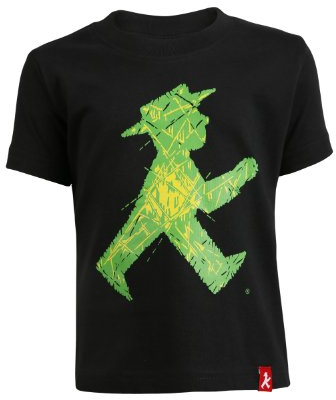 AMPELMANN T-Shirt Kinder - Luxuskerlchen Geher vorne/Steher hinten Ampelglasoptik schwarz