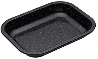 MasterClass Vitreous Enamel Roasting Tin, Induction Safe 1mm Steel with Scratch Resistant Coating, Small (27 x 21 x 4cm), Black