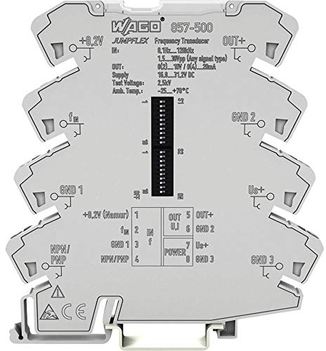 WAGO 857-500 24 VDC Supply, 6 MM Module Width, Configuration VIA Software, Current and Voltage Output Signal, DIN Rail Mount, Frequency Signal Conditioner